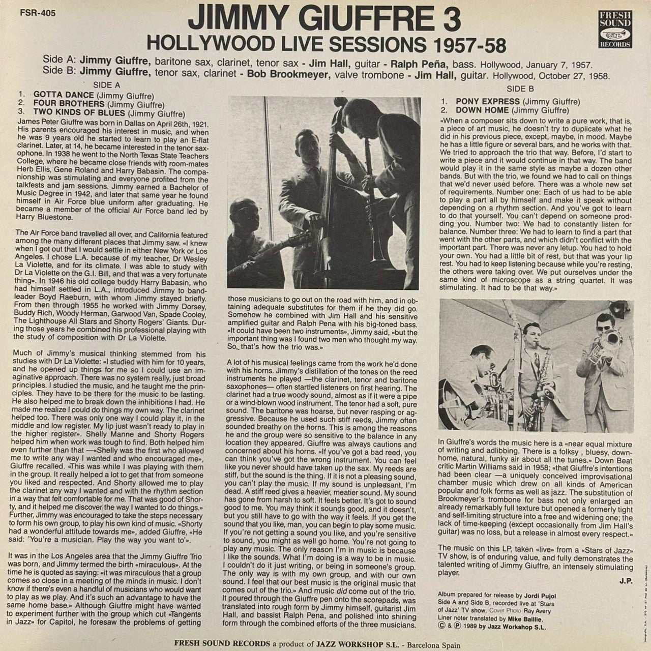 The Jimmy Giuffre 3 - Hollywood Live Sessions 1957-58(LP)