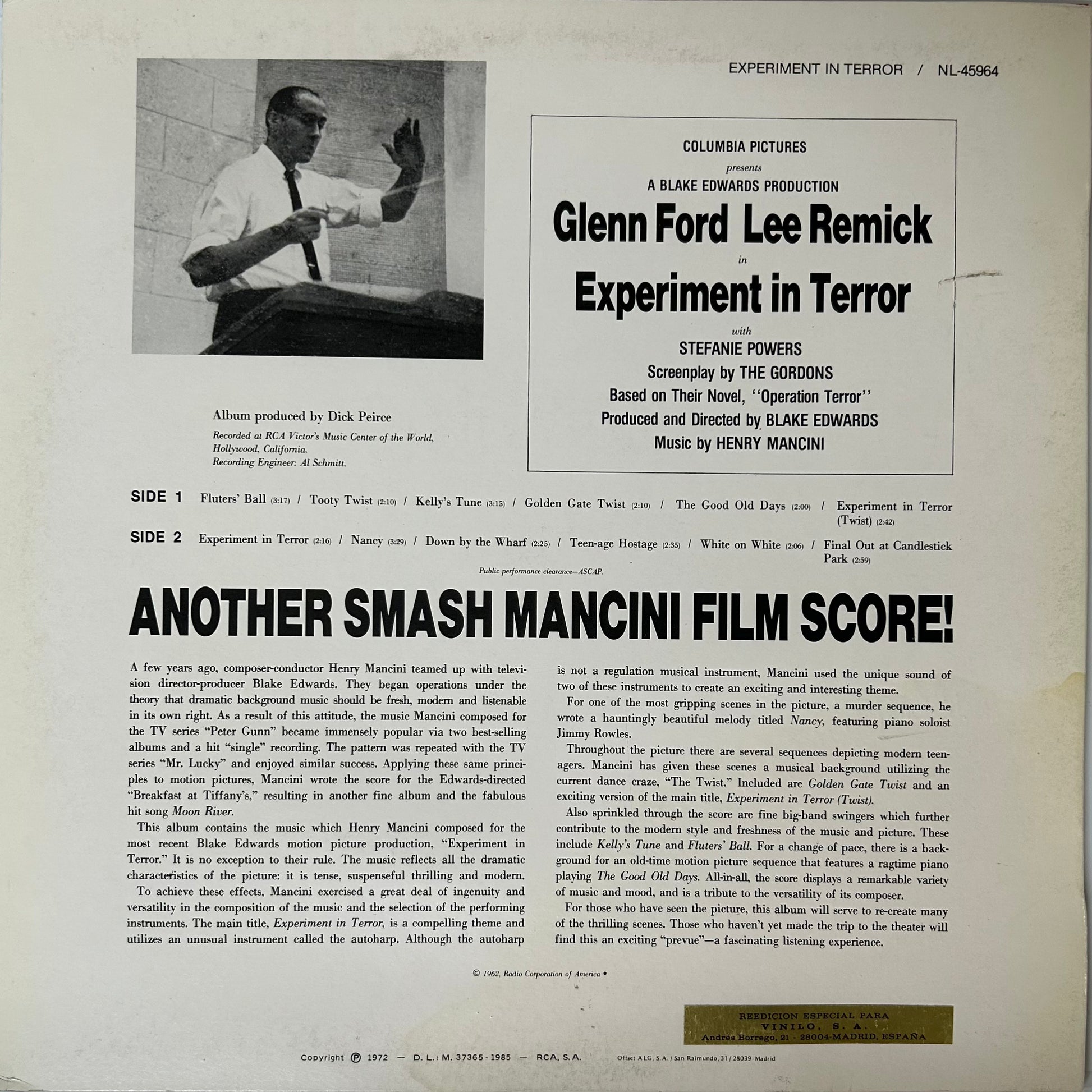 Henry Mancini - Experiment In Terror (LP)