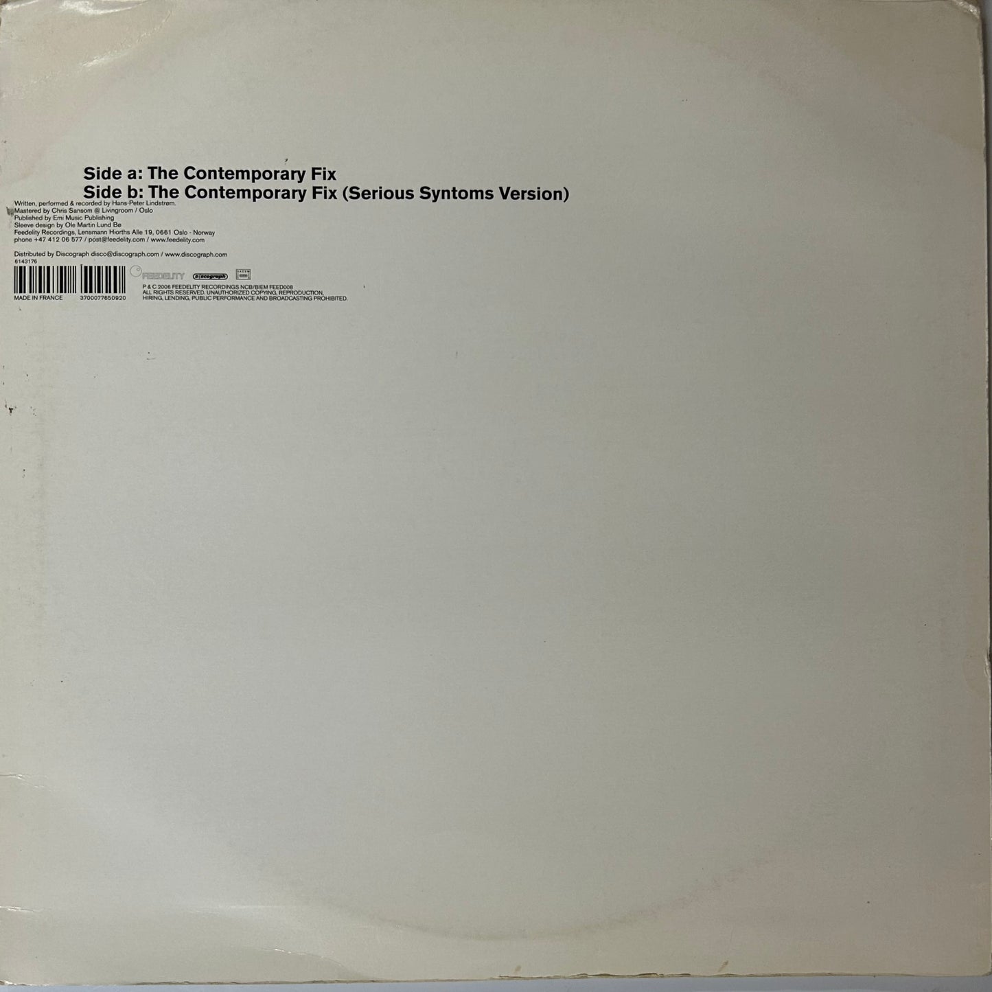 Lindstrøm - The Contemporary Fix (12")